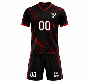 Conjunto de Camiseta y Pantalones Cortos de Fútbol Unisex Personalizados, Sublimados, Cuello en V, Secado Rápido, 100% Poliéster, Ajuste Atlético, Manga Corta, Ecológicos - Product Image 1