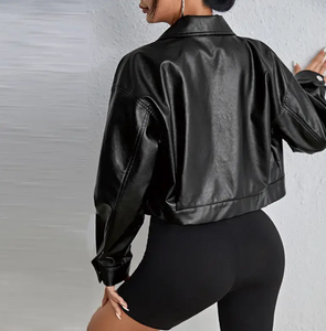 Chaqueta de Cuero Corta para Mujer, Nueva, Modelo 2026, Elegante, Resistente al Viento - Product Image 3