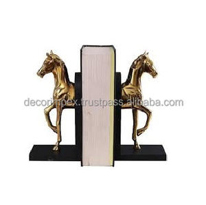 Juego de sujetalibros de ciervo vintage de 2 soportes de libros de aluminio decorativos para estudio de oficina y sala de estar elegante acabado pulido - Product Image 4