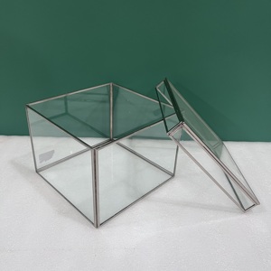 Artisan Design Rectangular Jewellery Box Set of 2 <b>Decorative</b> Display <b>Boxes</b> <b>with</b> Steel and Glass Natural Finish and <b>Lid</b> - Product Image 6