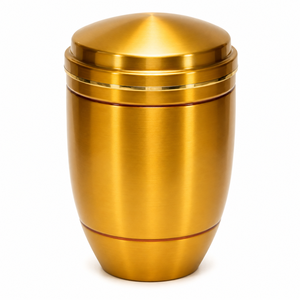 Urne funéraire en laiton doré pour cendres humaines, souvenir commémoratif pour adulte, récipient de crémation avec couvercle sécurisé, design classique fait main - Product Image 1