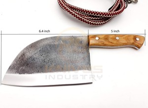 Cuchillo de Carnicero de Acero al Carbono Forjado con Acabado Martillado y Funda de Cuero, Logotipo Personalizado - Product Image 4