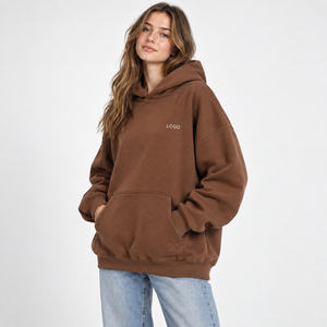 Sweat à capuche ample à épaules tombantes avec poche kangourou en molleton doux pour femme, idéal pour le quotidien – Fabrication sur mesure - Product Image 2