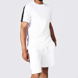 Men's <b>White</b> Short Sleeve O-Neck <b>T</b>-<b>Shirt</b> Shorts Set Loose Fit Sporty Breathable 100% Cotton Jersey Character Print Quick Dry - Product Image 1