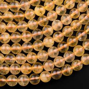 Cuentas redondas de citrino dorado natural, hilo de piedras preciosas para la fabricación de joyería, suministro al por mayor. - Product Image 2