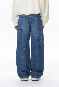 Custom Regular Fit Straight Mid Waist Mens Jeans 100% Cotton Fabric Denim <b>Pants</b> Men's Baggy jeans Mud Wash Denim <b>Pant</b> For Men - Product Image 5