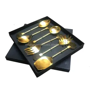 Stoviglie in metallo Color dorato posate da cucina include forchette coltelli cucchiai da tavola e cucchiai da tè per le case di artigianato RF