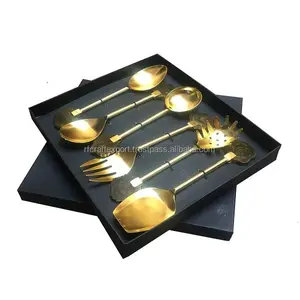 El juego de vajilla de Metal dorado RF Crafts incluye cuchillos, mesa y cucharas de té, cubiertos de cocina de calidad para uso doméstico - Product Image 1