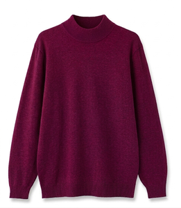 Sweat-shirt décontracté en molleton rouge pour femme, coupe oversize, col montant, épaules tombantes, manches longues, coupe ample - Product Image 3