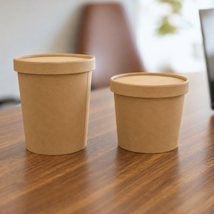 16 OZ Single Wall Eco-Friendly Kraft Paper <b>Cup</b> Bowl Set <b>Disposable</b> Food Packaging Custom Printed Takeaway Drink Meal Containers - Product Image 1
