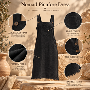 Charcoal <b>Black</b> Button Front Pinafore <b>Dress</b> for Women with Adjustable Straps and Raw Hem | Casual Sleeveless Utility Jumper <b>Dress</b> - Product Image 5