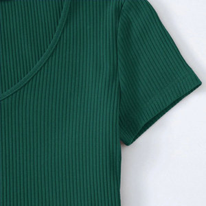 Camiseta Corta para Mujer, Cuello Redondo, Cómoda, Informal para Uso Diario, Tejido Transpirable para Conjuntos de Verano - Product Image 6