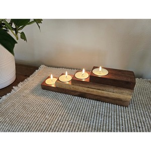 Portavelas de Madera Hecho a Mano, Rectangular, de Varios Niveles, Decoración para el Hogar, Acabado en Madera Natural Duradera - Product Image 4