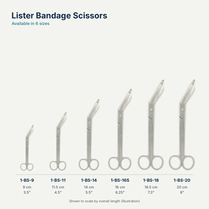 กรรไกรตัดผ้าพันแผล Lister ปลายโค้งมน ขนาด 9, 11.5, 14, 18.5, 20 ซม. ใช้ซ้ำได้ - Product Image 5