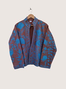 Manteau en coton brodé de style chinois, col mandarin, manches longues, grande taille, motif floral, vêtements d'extérieur décontractés pour femmes, vêtements d'automne - Product Image 2