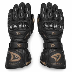 Guantes de Carreras para Hombre, de Cuero con Protección de Fibra de Carbono en la Palma, Cierre de Velcro, Unisex, para Motociclismo - Product Image 1
