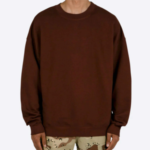 เสื้อสเวตเชิ้ตผู้ชายสีน้ำตาลทรงโอเวอร์ไซส์ แขนยาว สไตล์ลำลอง สตรีทแวร์ ผ้าฝ้ายทอ คอทรงโอ ปักโลโก้ได้  แบบเรียบง่าย สำหรับฤดูใบไม้ร่วง - Product Image 3