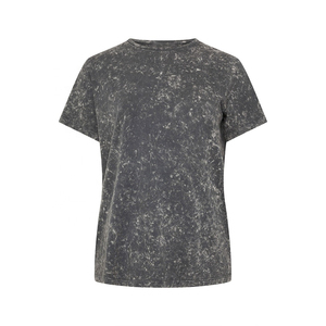 High Quality 100% Cotton Acid Washed O-Neck Plus Size T Shirts For Women Custom Screen Printed Logo Breathable Women's T-Shirt - Product Image 5
