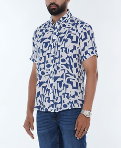 Camisa Casual de Hombre de Primera Calidad, Corte Slim Fit, Satén Estampado, 100% Viscosa, Secado Rápido, Ecológica, Protección UV, Sin Bolsillo, Cuello Clásico - Product Image 1