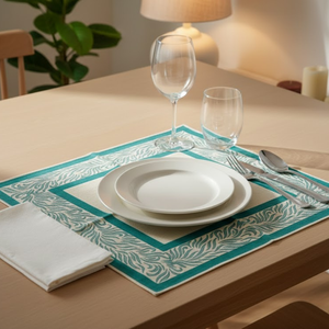 Ensemble de 6 serviettes de table en coton faites à la main Marine Life |   Thème océanique écologique |   Linge de table imprimé réutilisable |   Décoration de cuisine - Product Image 5