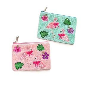 Porte-monnaie en coton perlé CRYSTAL CRAFT Lucky Me, mini format, fait main, style bohème, brodé, avec dragonne, unisexe, motif vert et or - Product Image 5