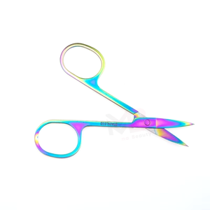 กรรไกรต่อขนตาและกรรไกรตกแต่งคิ้วสแตนเลสสตีลโลโก้สั่งทำได้ คุณภาพดีเยี่ยม พร้อมกรรไกรอเนกประสงค์สีรุ้ง - Product Image 3