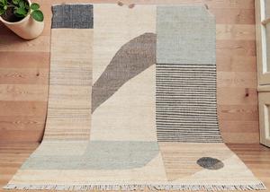 Modern Hand-Woven <b>Jute</b> Kilim Rug Floral Earth Tones Sustainable Natural <b>Fiber</b> 100% Organic Scandi-Style Flatweave - Product Image 5