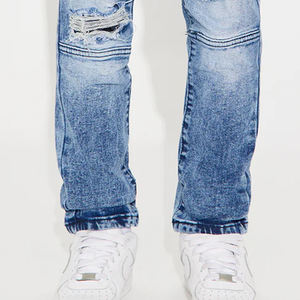 Pantalones de mezclilla azules para niños con tacto suave, diseño de logotipo personalizable, precio económico, material duradero y suave al tacto para niños, para compras al por mayor. - Product Image 5