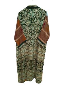 Kimono indio de seda con patchwork, túnica larga para dormir o para la playa, hecho a mano, vintage, de sari de seda reciclada. - Product Image 6