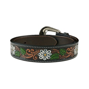 Nouvelles ceintures en cuir véritable de style western, sculptées à la main, avec des motifs floraux élégants, pour hommes et femmes - Product Image 5