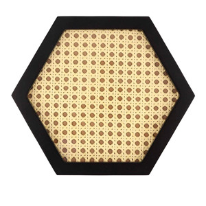 Wholesale Hexagon Black Wooden Rattan Serving <b>Tray</b> Eco Friendly Woven Cane Webbing Vanity Decorative <b>Storage</b> <b>Tray</b> for Home - Product Image 4