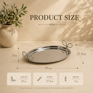 Elite Stainless Steel Oval Serving <b>Tray</b> Set <b>Mirror</b> Finish Artistic Loop Handles Premium Display Platters for Elegant Dining - Product Image 4