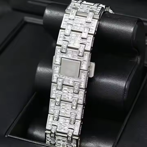Montre de luxe 41 mm en acier inoxydable, cadran entièrement serti de diamants Moissanite, nouvelle collection, quartz, mode et affaires - Product Image 5