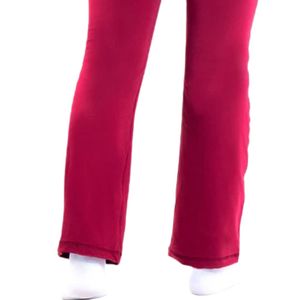 <b>Women's</b> Raspberry Red High Waist <b>Flare</b> Pants Stretch Slim Fit Bootcut Trousers Full Length Casual Yoga <b>Leggings</b> Fashion - Product Image 5