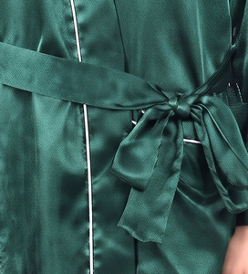 Women Satin Long Robe Full Length V-Neck Elegant Smooth 100% Silk Sleepwear with Belt Pockets <b>Light</b> Weight <b>Sleeping</b> Gown Ladies - Product Image 6