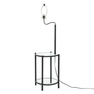 Luxury Minimalist Glass <b>End</b> <b>Table</b> Floor Lamp with <b>White</b> Paper Shade Matte Black 17"L X 17"W X 54"H - Product Image 4