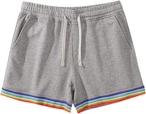 Mens <b>Rainbow</b> Shorts Summer Solid Stripe <b>Rainbow</b> Short Pants Drawstring Loose Casual Sports Running Gym Shorts for Men - Product Image 6