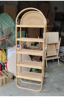 Étagère à livres en rotin faite à la main de style nordique, étagère de présentation en osier bohème en forme d'arche, support de rangement naturel sur pied pour la décoration intérieure européenne Koweït