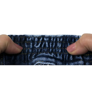 Shorts en jean Oxford décontractés à taille mi-haute et coupe droite pour homme, en polyester/coton lavé clair et respirant, idéal pour l'été - Product Image 6