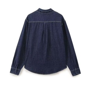 Women New Arrivals Summer/Winter Vintage Eco-Friendly Casual Button <b>Down</b> Long Sleeve 100% Cotton Denim Shirts - Product Image 2