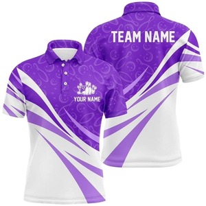 เสื้อทีมโบว์ลิ่งสีขาวพิมพ์ลายแบบกำหนดเองสำหรับทีมชายหญิง แขนสั้น ระบายอากาศได้ดี ซับเหงื่อ 100% ด้านหน้า - Product Image 1