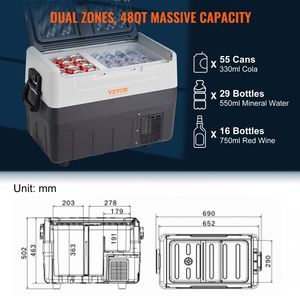 48 QT/45 L frigorifero per auto a doppia zona 12/24V DC 100-240V refrigeratore compressore portatile 12 Volt congelatore-4 50 gradi F - Product Image 5