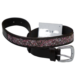 Ceinture en cuir véritable de qualité supérieure pour dames ceinture à paillettes d'équitation avec boucle en acier pour ceinture de style formel. - Product Image 1