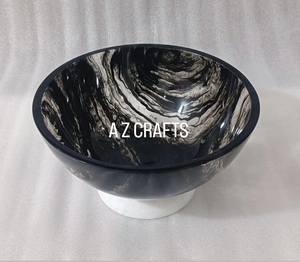 Swirl White Black Handmade ODM Resin Salad Bowl with Marble Texture and Aqua Swirl Eco-Friendly New Crafts for Home - Product Image 3