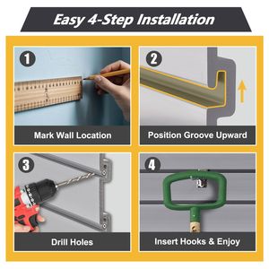 Organisateur de garage en PVC robuste pour panneaux rainurés, section de 8 pi x 4 pi, 10 panneaux, rangement mural de qualité industrielle, couleur gris anthracite foncé - Product Image 5
