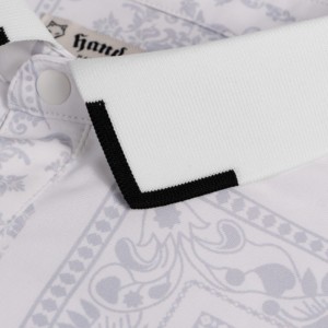 Polo de golf pour homme à manches courtes blanc, imprimé patchwork, respirant, style décontracté, coupe régulière, tissé en polyester - Product Image 3