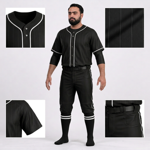 Uniforme de Béisbol para Hombre Adulto, Conjunto de Pantalones y Jersey Sólido, Transpirable, 100% Poliéster, Antibacterial, Nombre del Equipo Personalizado, Corte Regular, con Botones - Product Image 6