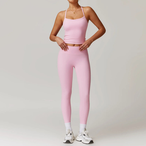 <b>Top</b> Trending Women's Yoga Set 2026 New Arrival Breathable Lightweight 2-Piece Sleeveless Elastic Waist with Custom Logo - Product Image 2