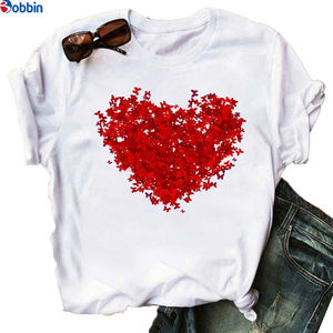 Camisetas de Verano Holgadas para Mujer con Logotipo Personalizado, Diseño de Mariposa, Mangas Cortas, Camisetas de Diseñador para el Día de San Valentín para Chicas - Product Image 3