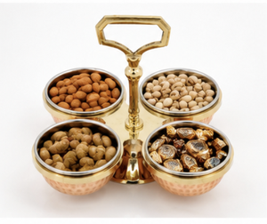 Soporte de Metal Premium con Cuatro Tazones y Asa, Decorativo para Servir Bocadillos, Frutos Secos, Dulces, para Mesa de Comedor y Decoración del Hogar - Product Image 5